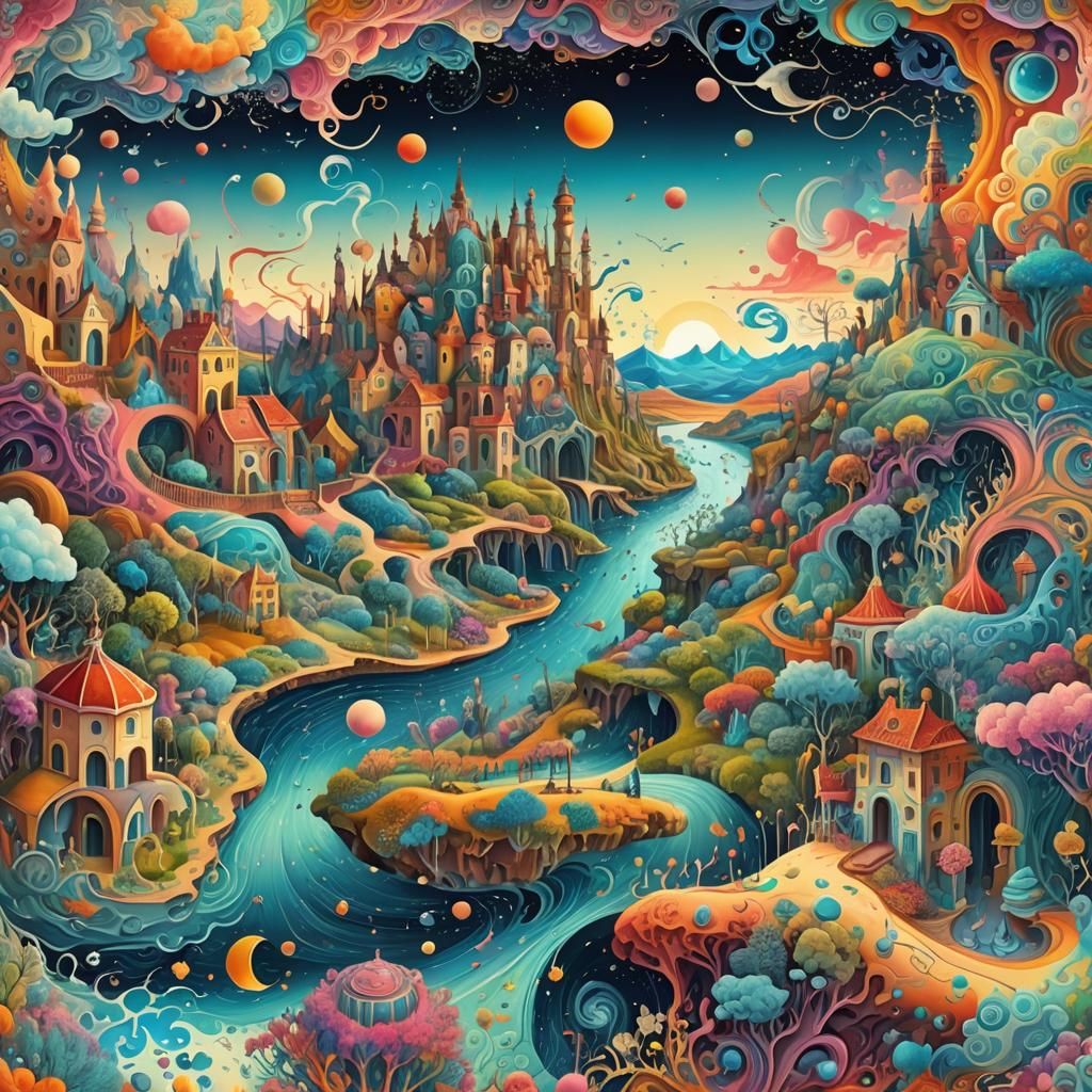 Surreal Doodle World in Digital Art Style