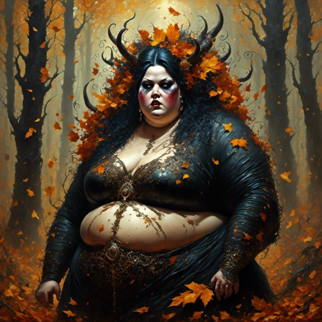 Dark Fairy in Autumnal Forest