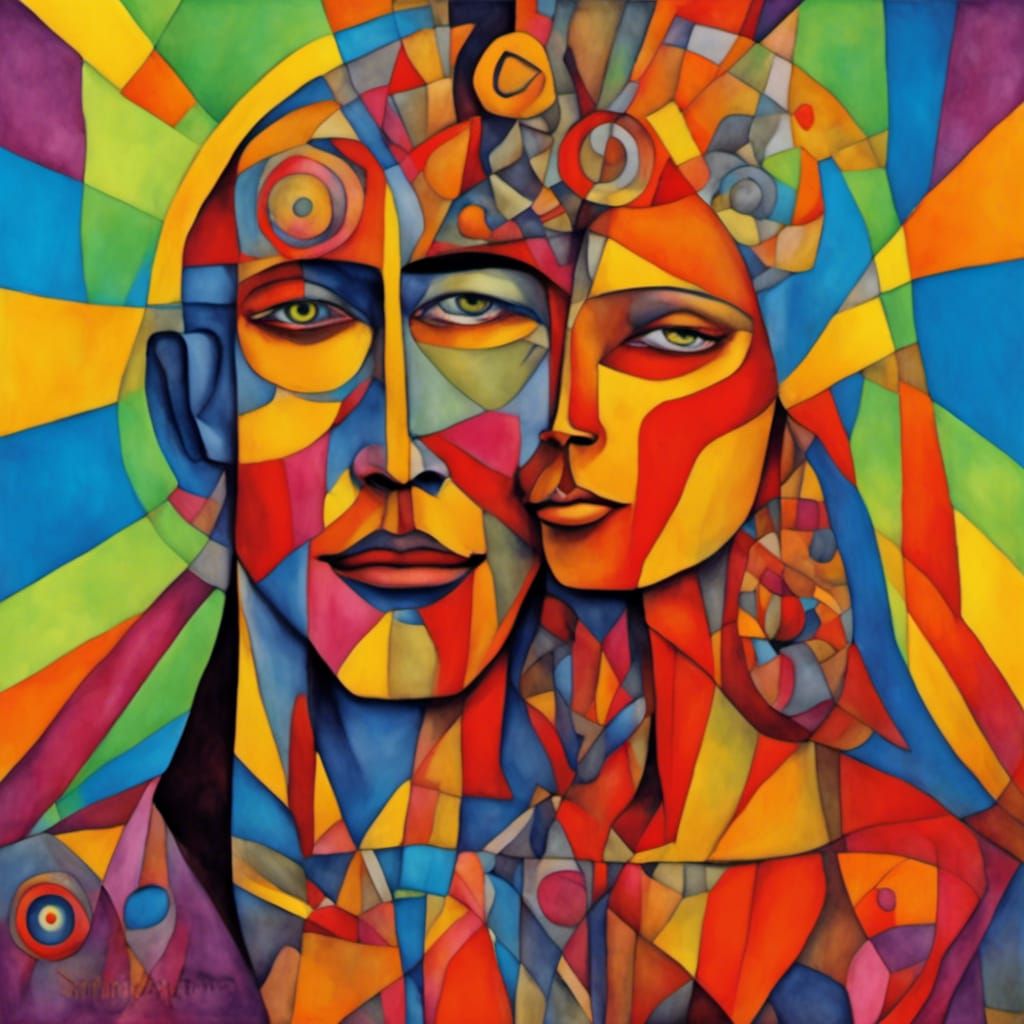 Psychedelic Hippie Portrait in Klimt Style