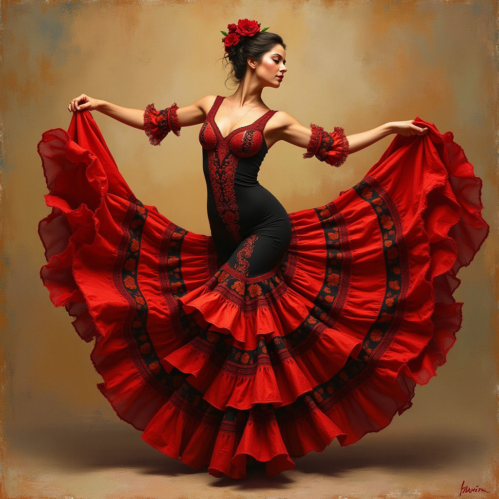 Passionate Flamenco Dancer in Vivid Colors