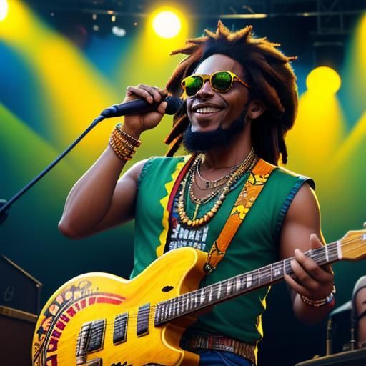 Sunshine Reggae Singer in Digital Matte Painting