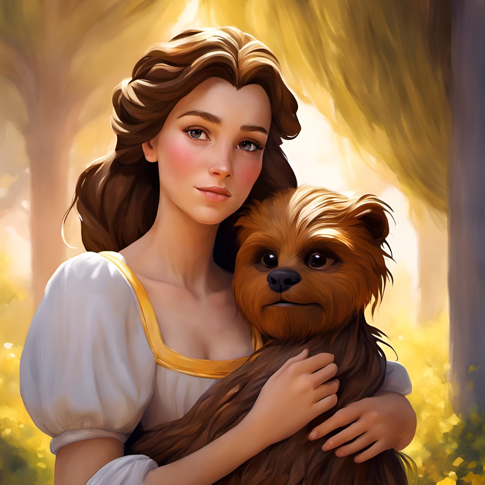Belle and Chewbacca Portrait in Camille Claudel Style