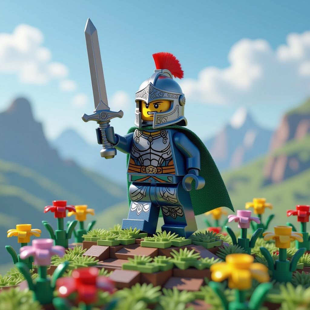 Minthara as a Lego Minifigure on a Hill