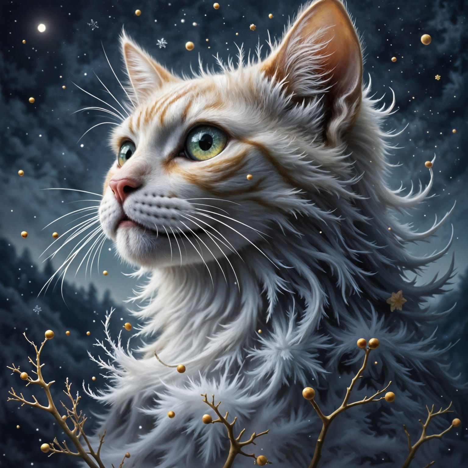 Diamond Frost Cat in Surreal Style