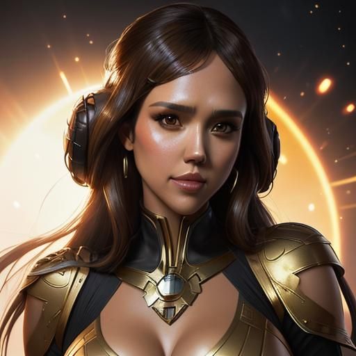 Gold Bikini Portrait in Art Nouveau Style