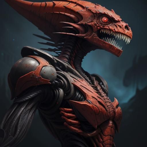 Grotesque Exosuit Portrait in Sci-Fi Horror Style