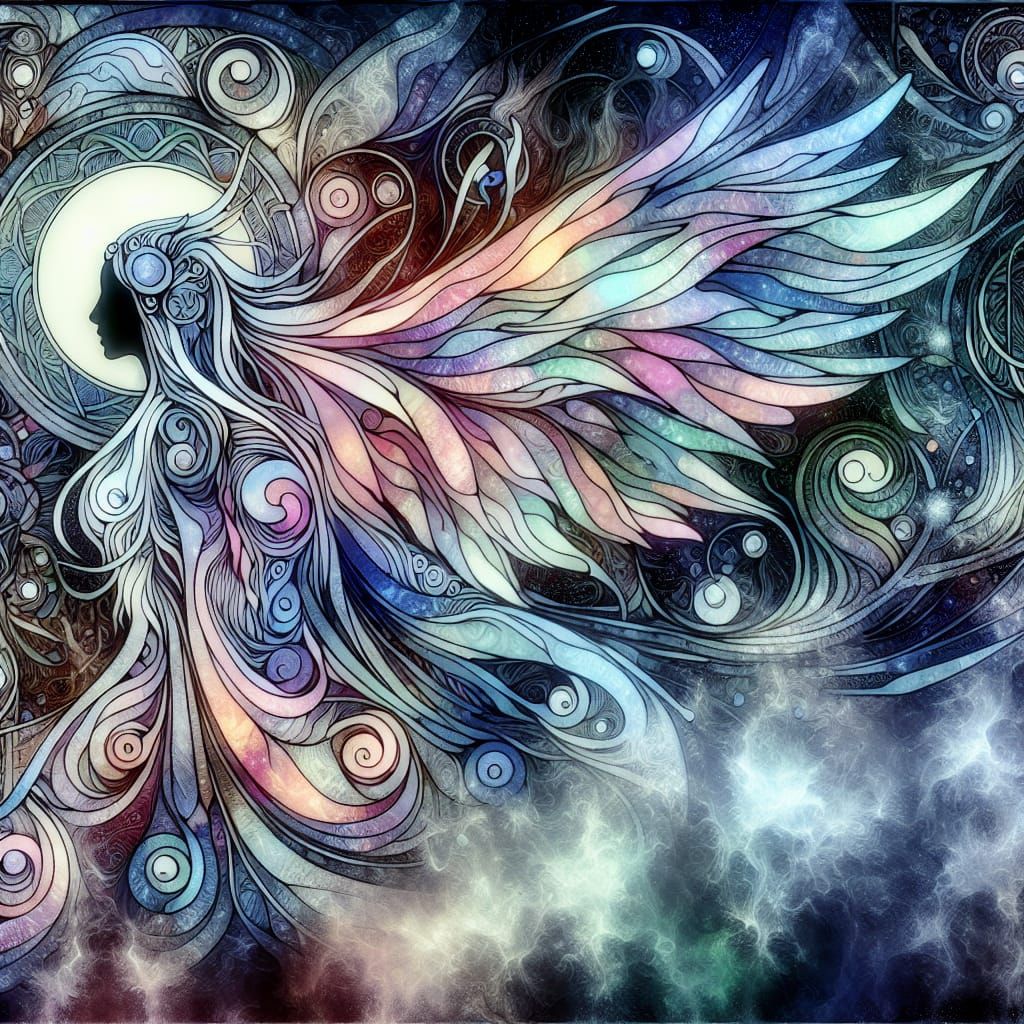 Ethereal Celtic Banshee in Art Nouveau Style