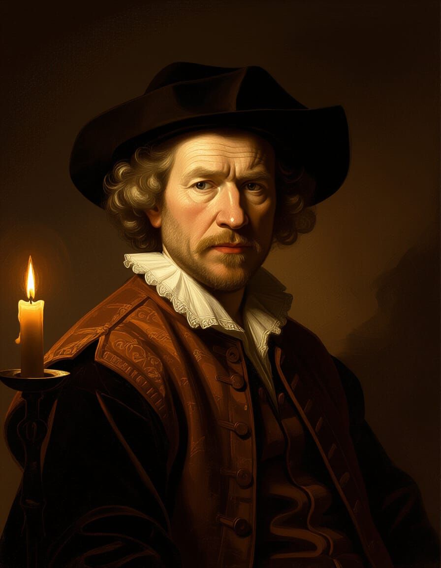 Rembrandt Style Portrait with Chiaroscuro Lighting