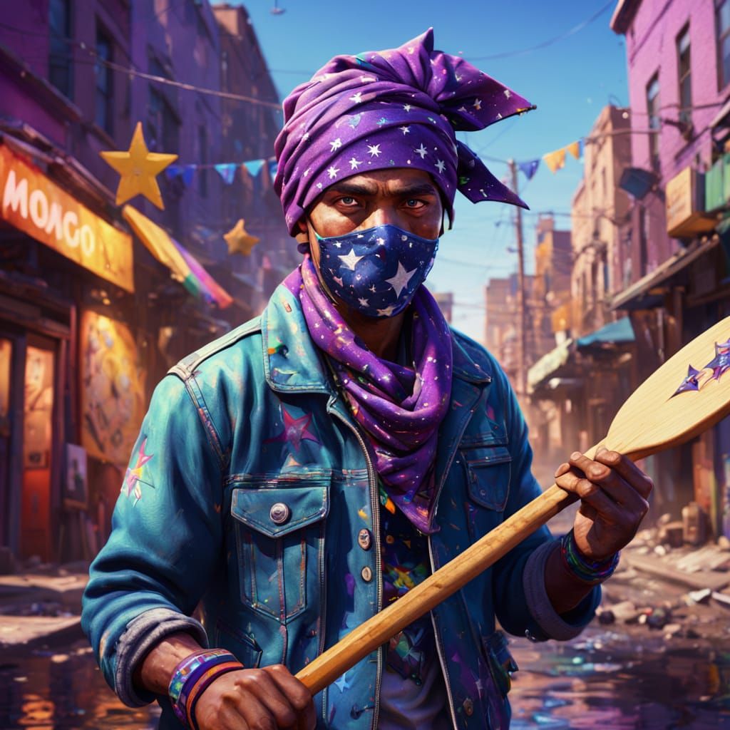 Hyperrealistic Slickoon with Paddle in Urban Setting