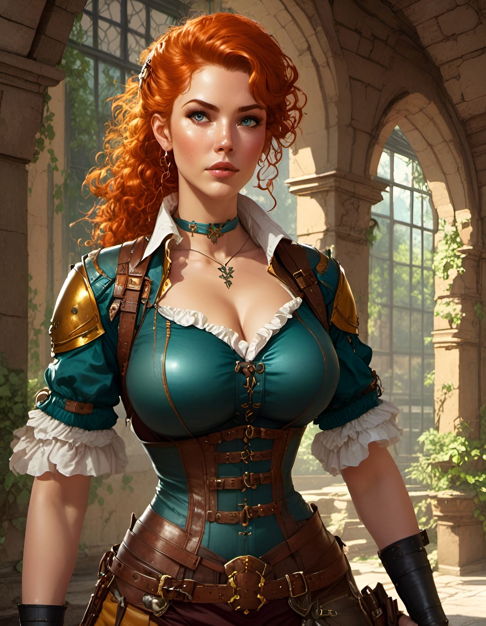 Medieval Ginger Rogue in Ancient Ruins