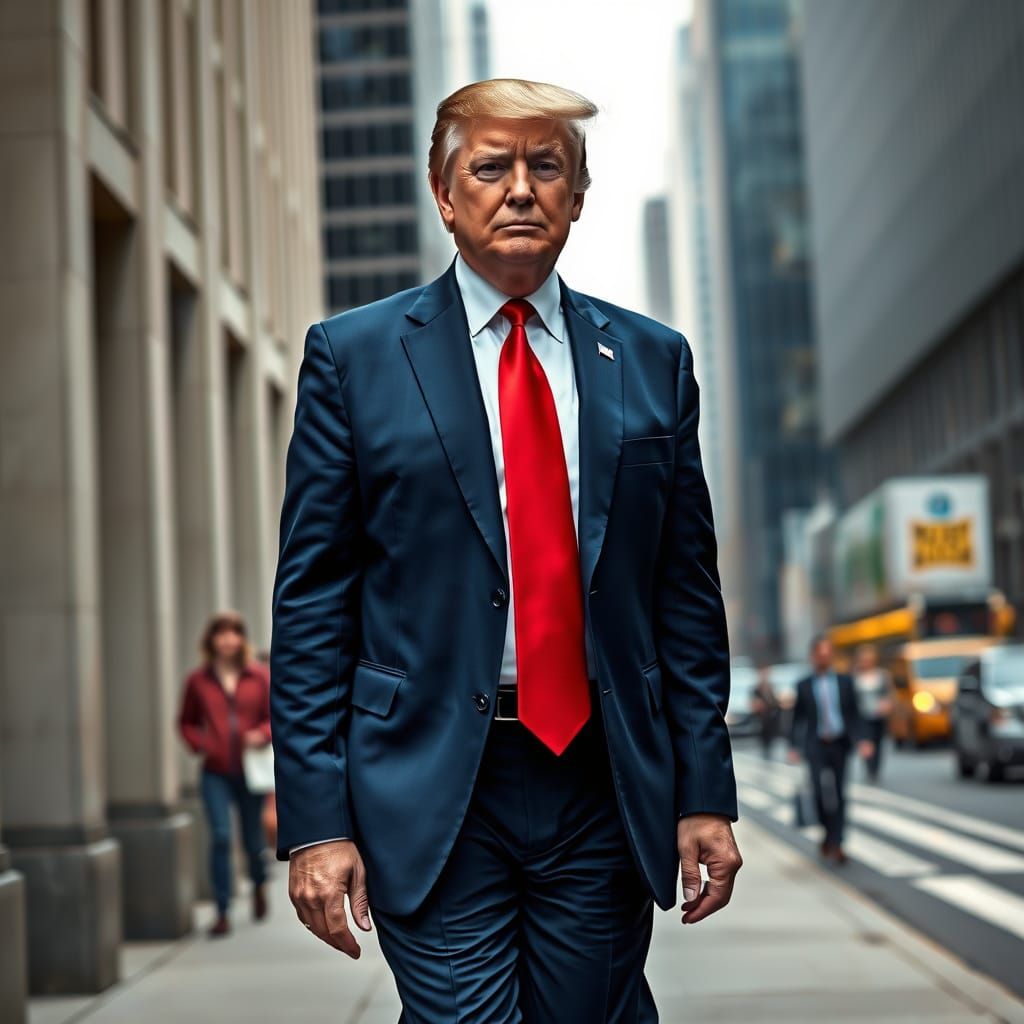 President Donald Trump in a Photorealistic Business Suit