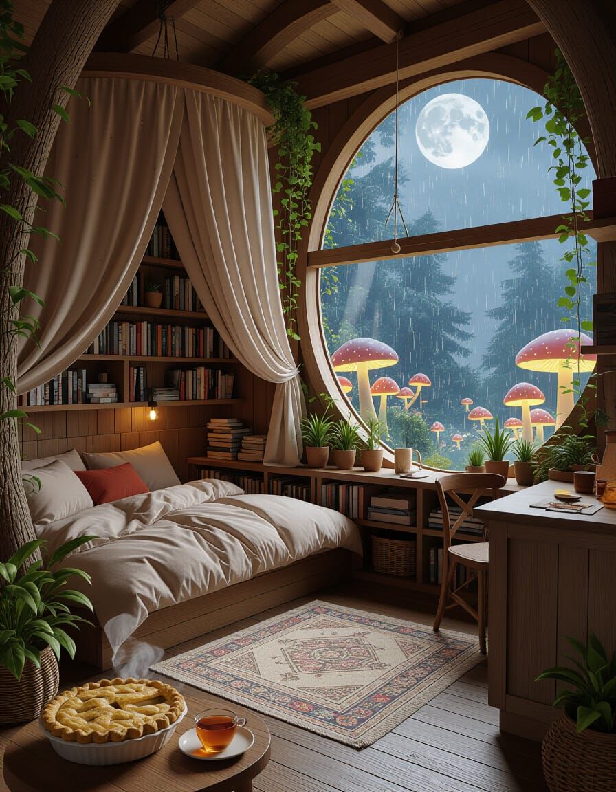 Cozy Treehouse Studio with Fairy Village View