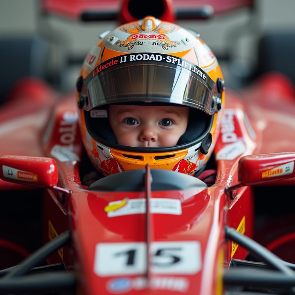Newborn Baby Racing Driver Lily Verstappen in Her First F1 C...