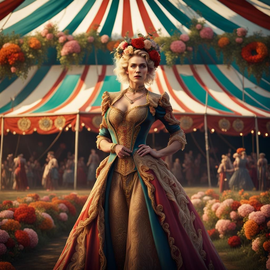 Irish Circus Performer in Ornate Costume: Hyperrealistic Pai...