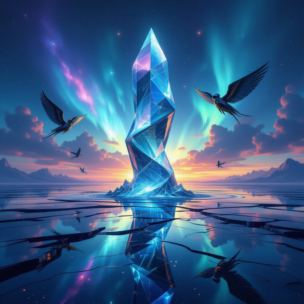 Cosmic Ocean of Mirrors with Liquid Glass Monolith