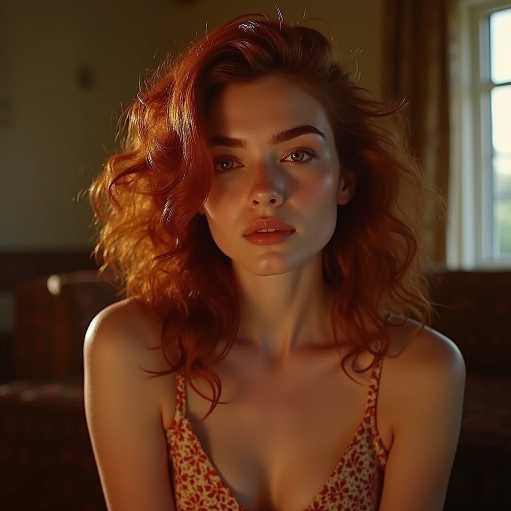 Glamorous Redhead in Warm Golden Light