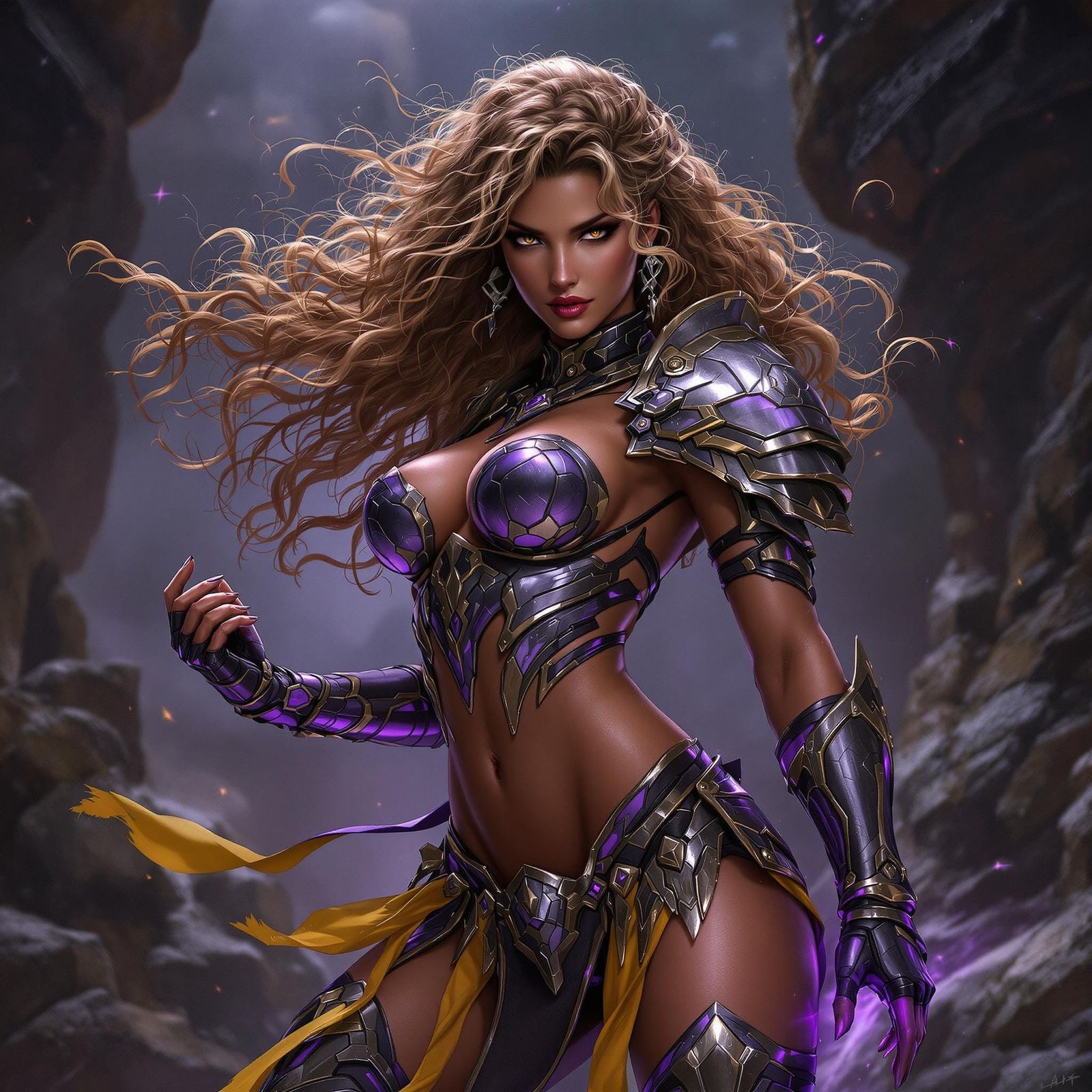 Cyberpunk Barbarian Goddess in Vibrant Latex Armor