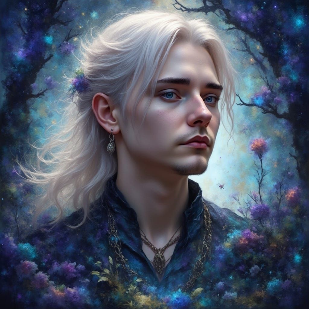 Luminous Forest God Portrait in Fantasy World