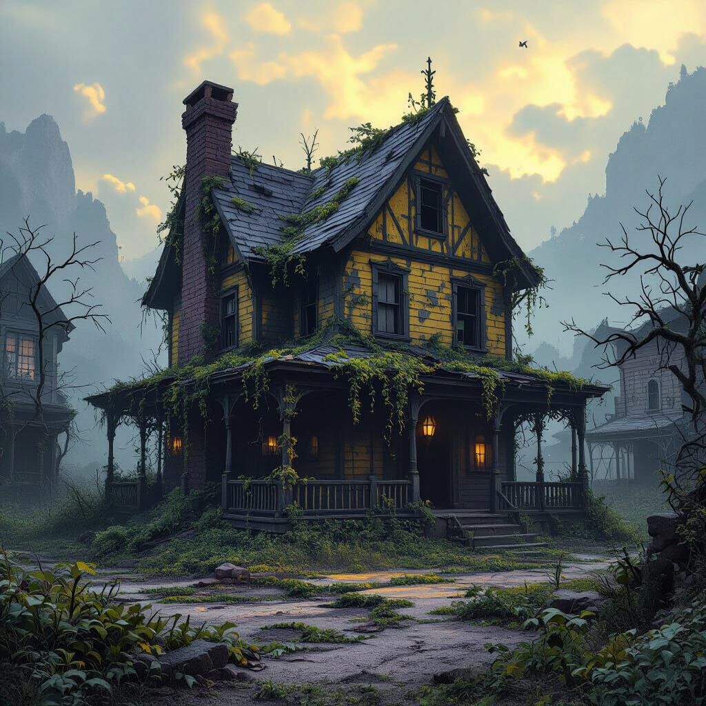 Dark Fantasy Tavern in Overgrown Ghost Town