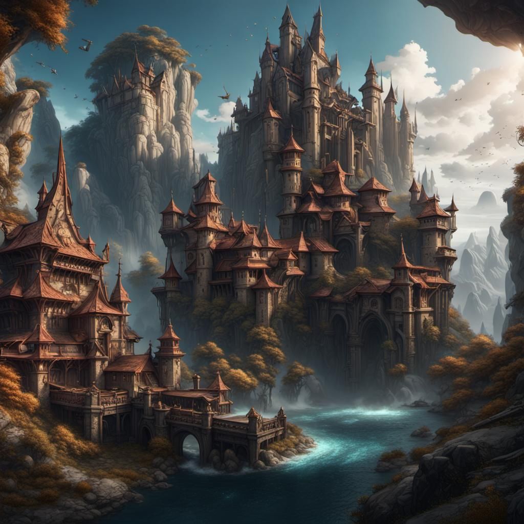 Fantastical Matte Painting with Deep Color in 8K