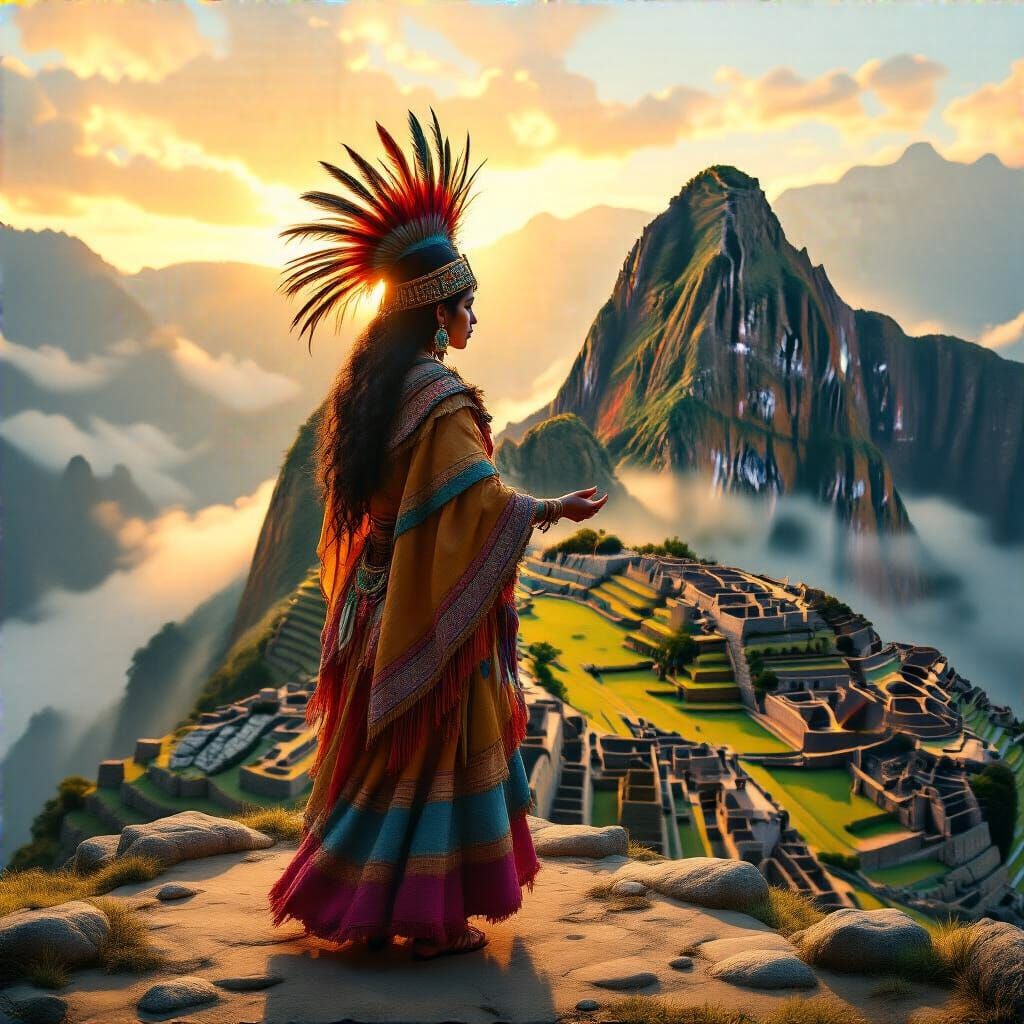 Incan Priestess Ritual at Machu Picchu Dawn