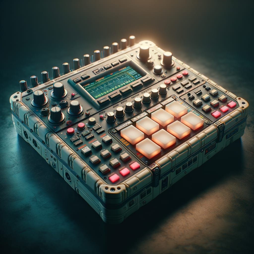 Cyberpunk Drum Machine Revival in 90s Retro Style