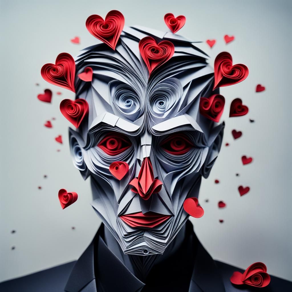 Dark Surrealism: Paper Quilling of a Sickly Man