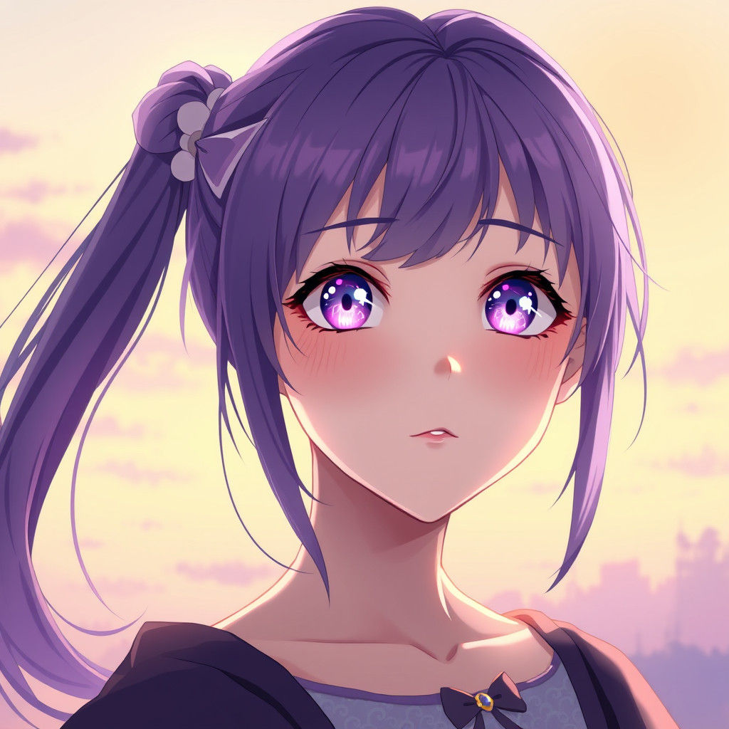 Enchanting Anime Girl with Purple Hair: Fantasy Concept Art