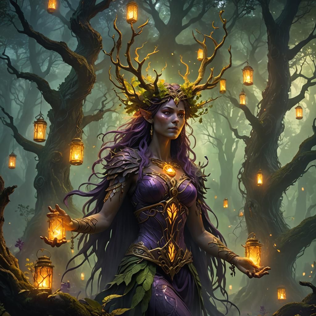 Dryad Altar in Misty Forest: Dark Fantasy Art
