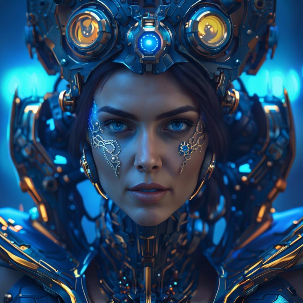 Miss Universe Portrait in Cyberpunk Style
