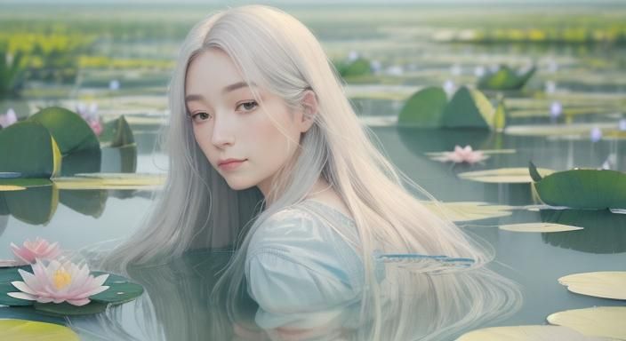 Dreamy Watercolor Portrait of a Serene Woman