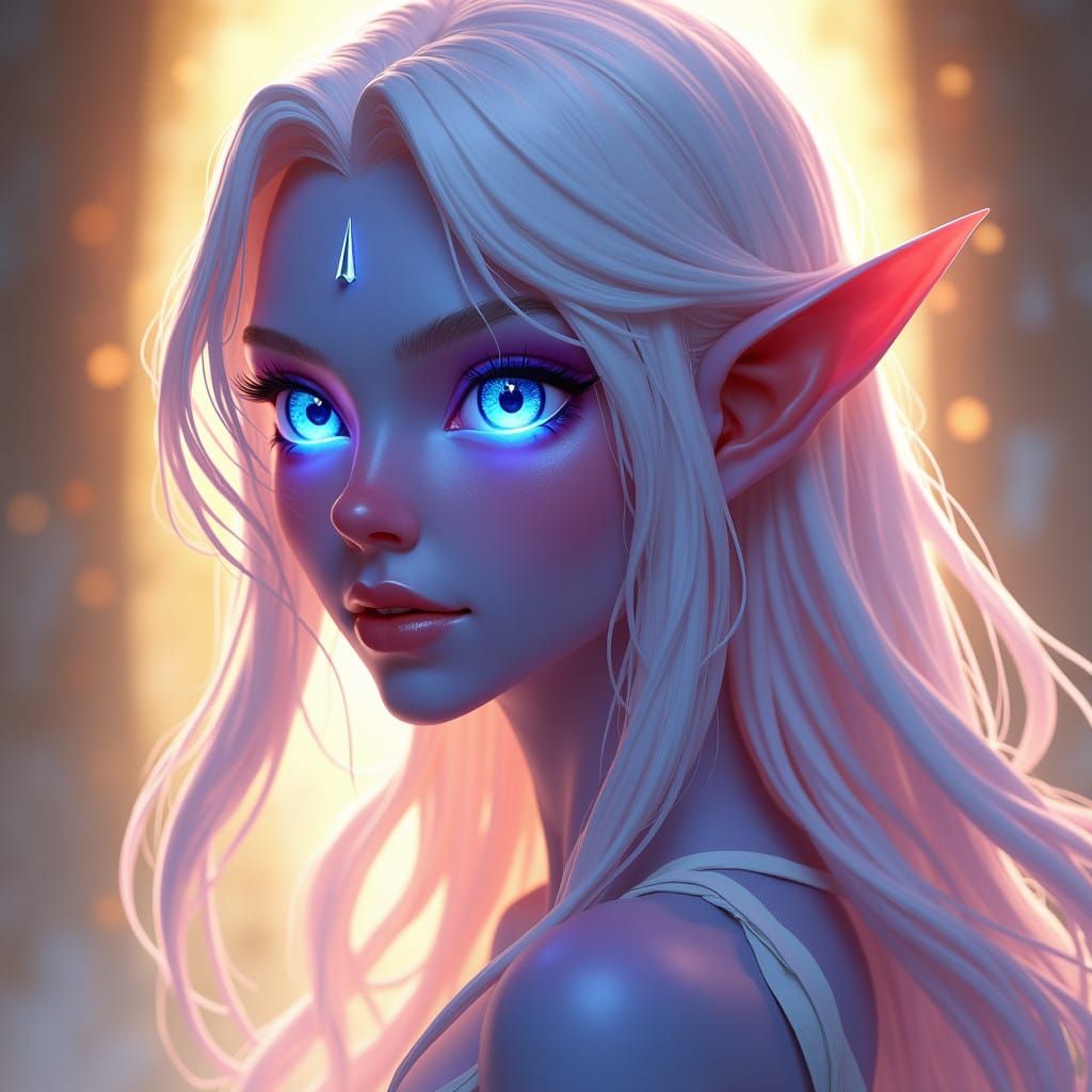 Enchanted Elf Maiden Illuminated by Ethereal Light
