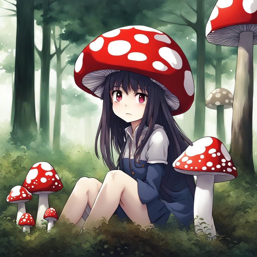 Anime Mushroom in Japanese Manga Style