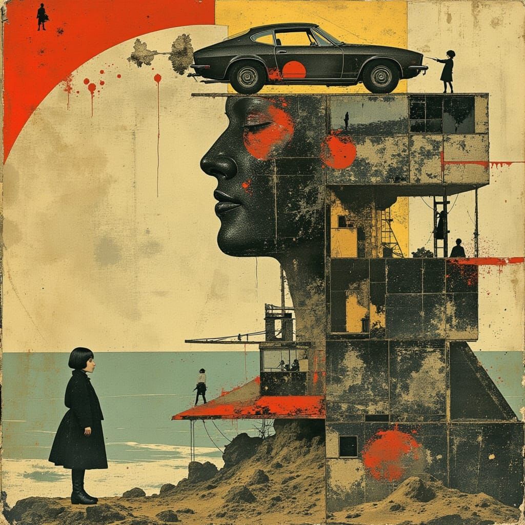 Steampunk Construction Scene with Whimsical Details