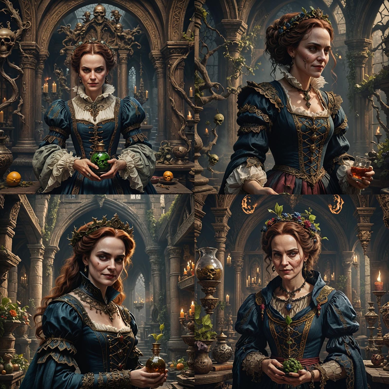 Sinister Shakespearean Woman with Poison, Detailed Matte Pai...