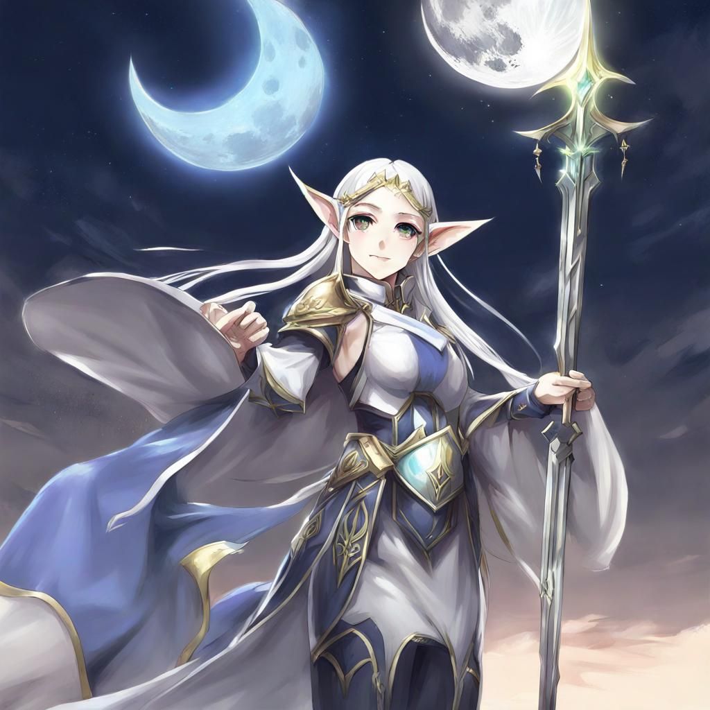 Anime Style Moon Elf Cleric