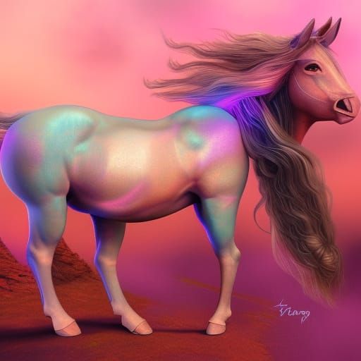 Astral Female Centaur in Holographic Illustration