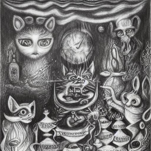 Alice in Wonderland: A Surreal Charcoal Drawing