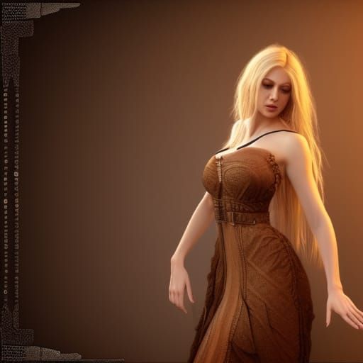 Elegant Blonde in Gown: Epic Digital Painting