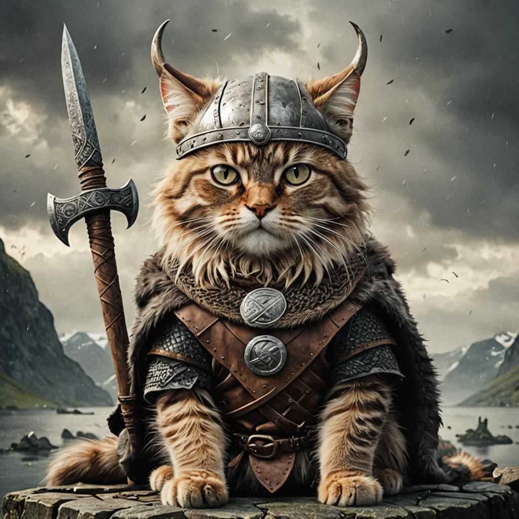 Viking Cat Digital Art