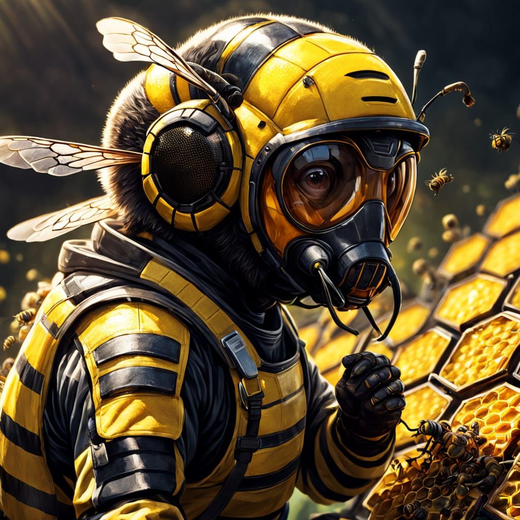 Worker Bee in Safety Gear Digital Painting