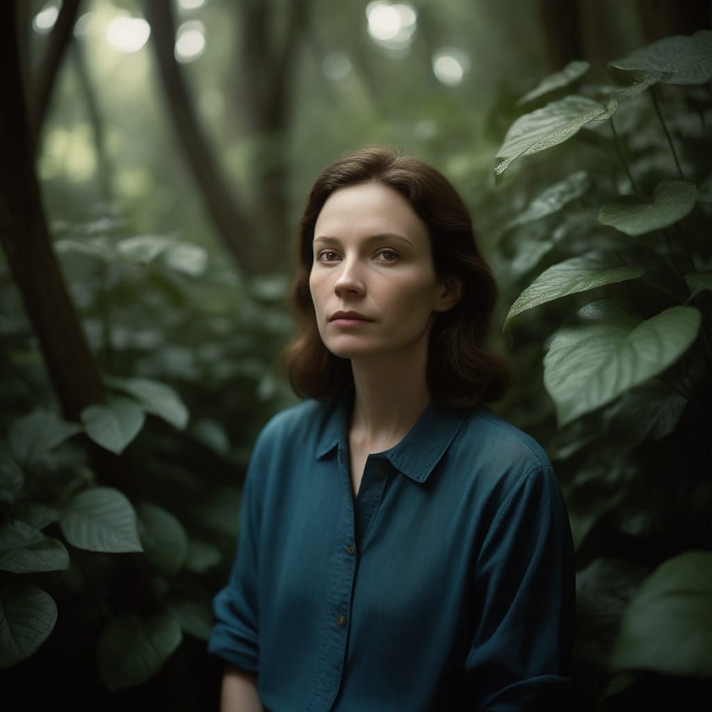 Serene Woman in Nature, Captured in Impressive DSLR Style