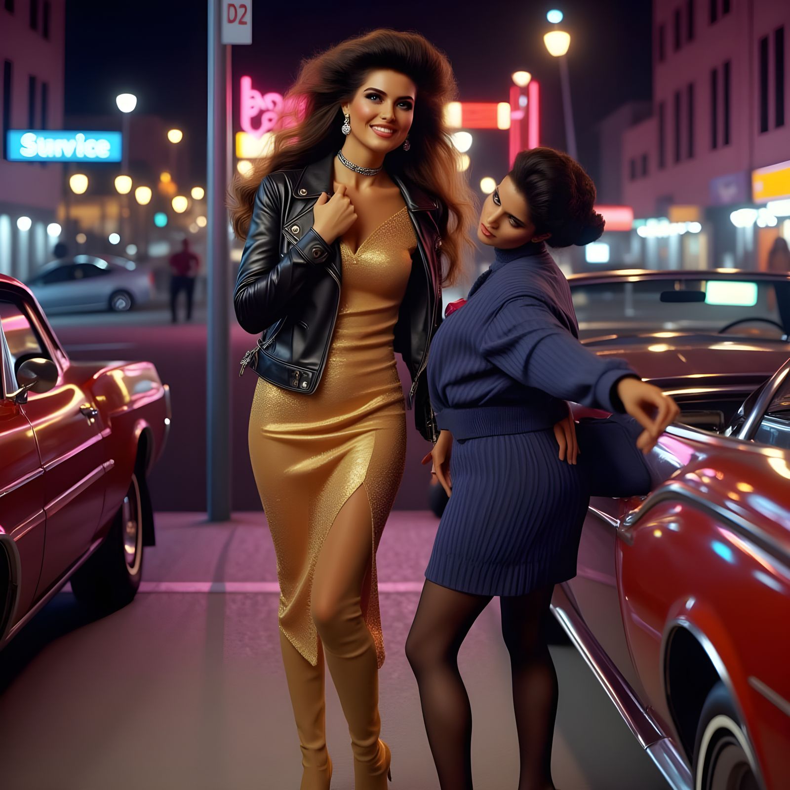 80s Supermodel Waiting in Line Outside a Nightclub