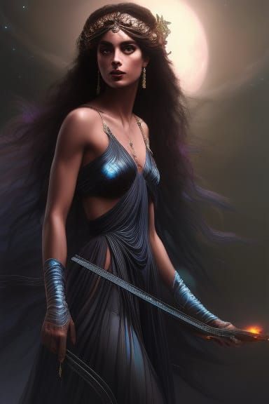 Beautiful Shadow Goddess in Hyperdetailed Fantasy Art