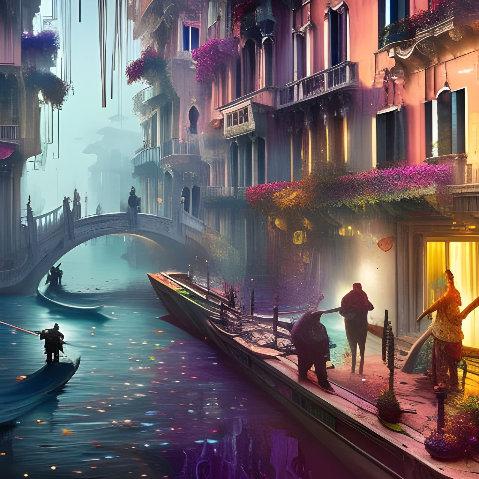 Yin Yang: Cyberpunk Venice Meets Magical Forest