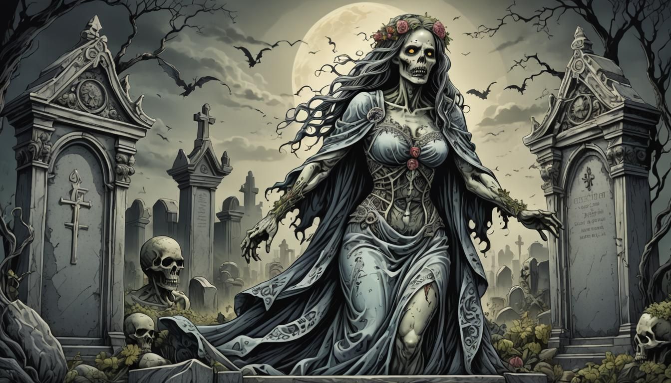 COMIC BOOK STYLE FEMALE ZOMBIE 2