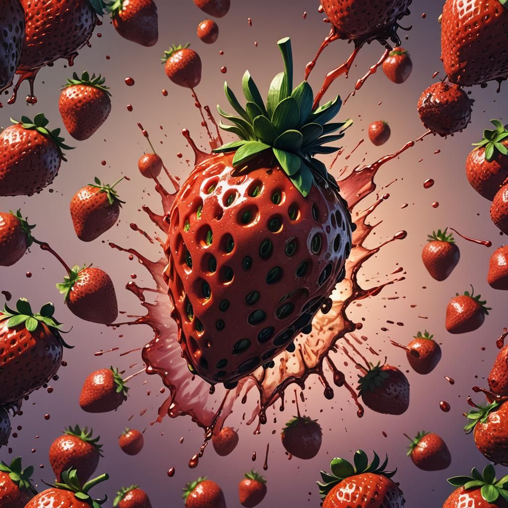 Strawberry Grenade About to Explode: Hyperrealistic Concept ...