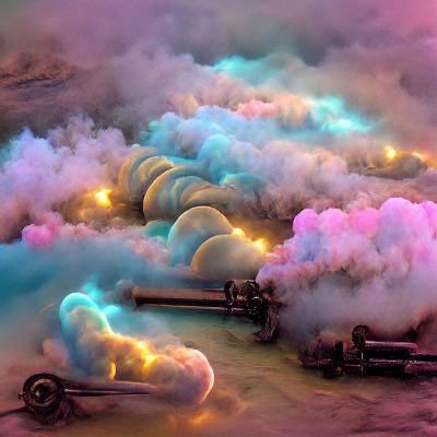 Glowing Pastel Neon Clouds of Steam