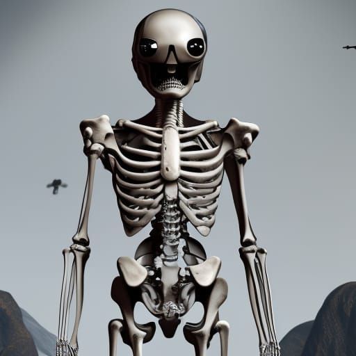 Skeleton in Spacesuit: Sci-Fi Digital Illustration