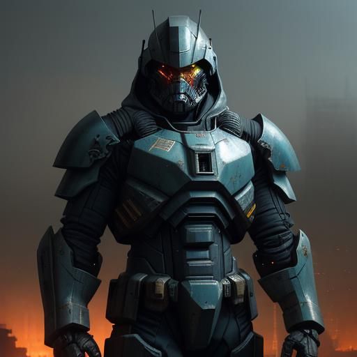 Mech Warrior vs Purist in Ruined Cityscape